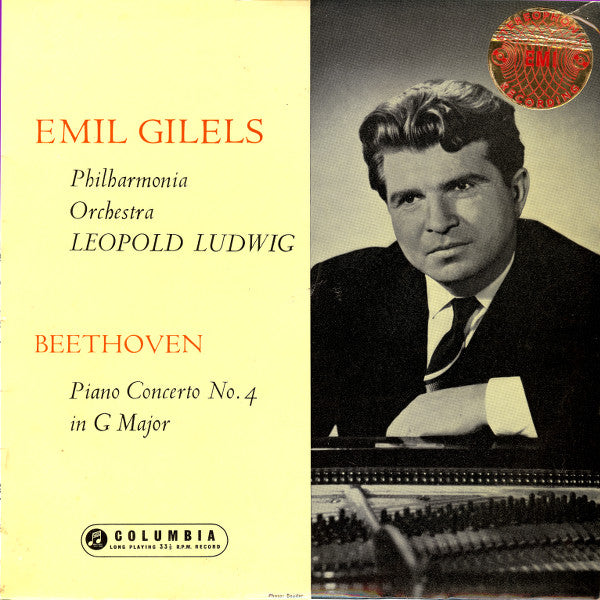 Front cover of Beethoven, Emil Gilels, Philharmonia Orchestra, Leopold Ludwig – Piano Concerto No. 4 In G Major, Columbia, UK, 1958
