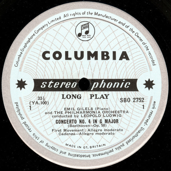 Beethoven, Emil Gilels, Philharmonia Orchestra, Leopold Ludwig – Piano Concerto No. 4 In G Major, image 3