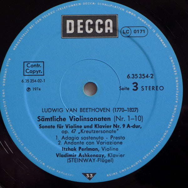 Ludwig Van Beethoven, Itzhak Perlman • Vladimir Ashkenazy – Violinsonaten Nr. 1-10, image 5