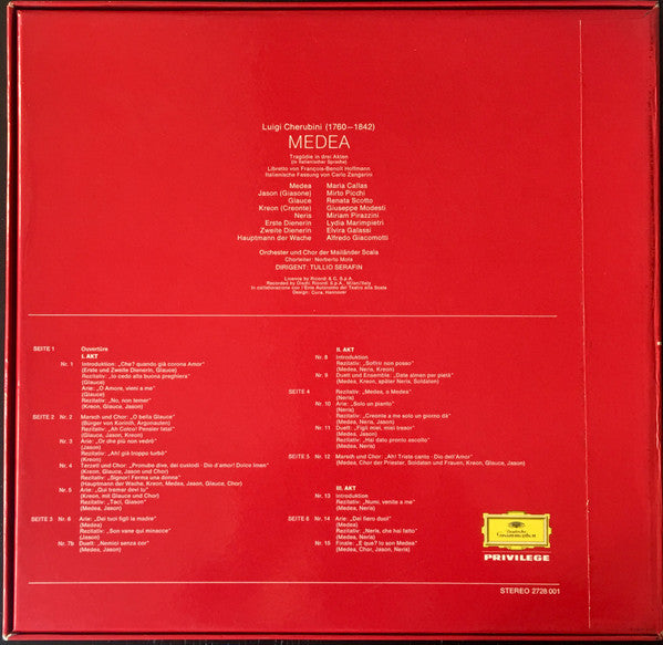 Luigi Cherubini / Maria Callas, Renata Scotto, Mirto Picchi, Orchester Der Mailander Scala Und Choir, Tullio Serafin – Medea, image 2