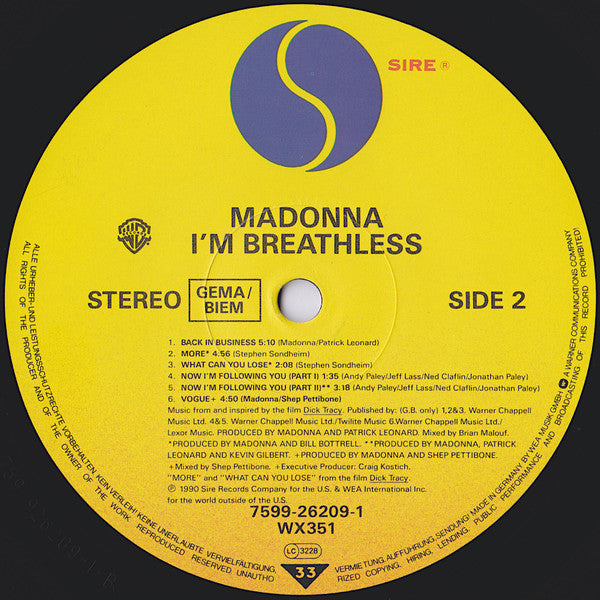 Madonna – I'm Breathless (Music From And Inspired By The Film Dick Tracy), image 4