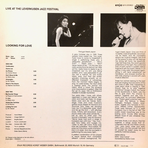 Maria João - Aki Takase – Looking For Love - Live At The Leverkusen Jazz Festival, image 2