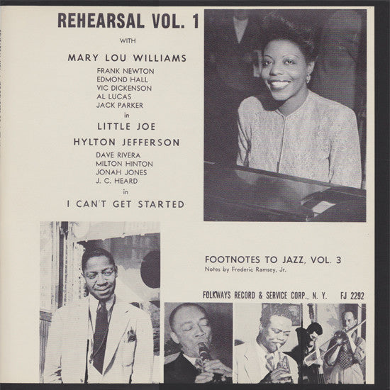 Front cover of Mary Lou Williams / Hylton Jefferson – Rehearsal Vol. 1, Folkways Records, US, 1951