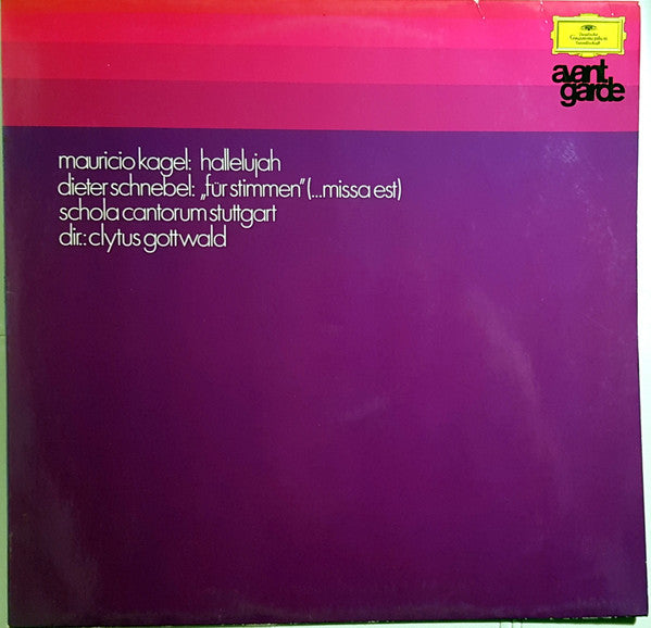 Front cover of Mauricio Kagel / Dieter Schnebel – Hallelujah / Für Stimmen (...Missa Est), Deutsche Grammophon, Germany, 1969