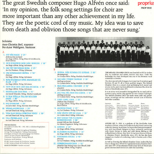 Mikaeli Kammarkör – Om Sommaren Sköna … Swedish Folksongs Arranged By Alfvén, Hahn, Wikander A.o., image 2