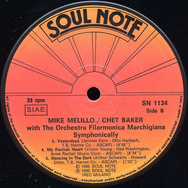 Mike Melillo / Chet Baker – Symphonically, image 4
