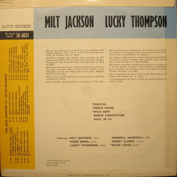 Milt Jackson - Lucky Thompson Quintet – Milt Jackson - Lucky Thompson Quintet, image 2