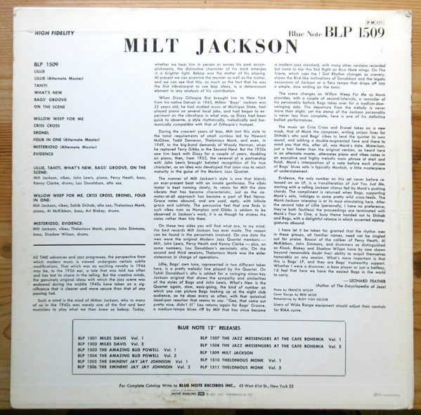 Milt Jackson With John Lewis, Percy Heath, Kenny Clarke, Lou Donaldson And The Thelonious Monk Quintet – Milt Jackson With John Lewis, Percy Heath, Kenny Clarke, Lou Donaldson And The Thelonious Monk Quintet, image 3