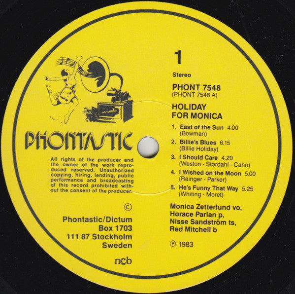 Monica Zetterlund, Red Mitchell, Nils Sandström, Horace Parlan – Holiday For Monica, image 3