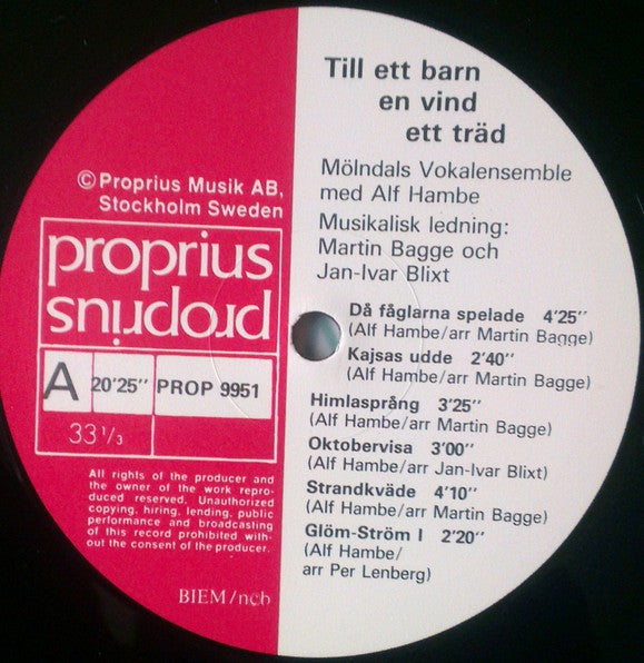 Mölndals Vokalensemble, Alf Hambe, Martin Bagge – Ett Barn En Vind Ett Träd, image 3