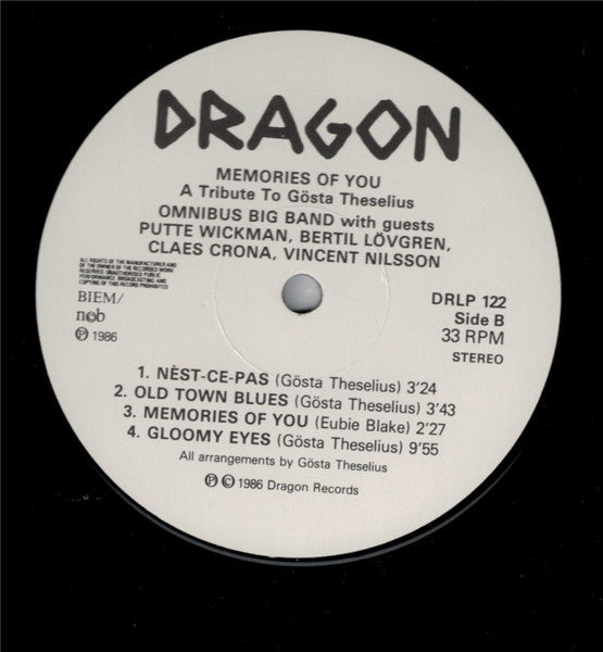 Omnibus Big Band, Putte Wickman, Bertil Lövgren, Vincent Nilsson, Claes Crona – Memories Of You (A Tribute To Gösta Theselius), image 4