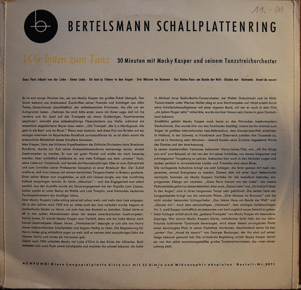 Macky Kasper Und Seinem Großen Tanzstreichorchester – Wir Bitten Zum Tanz, image 2