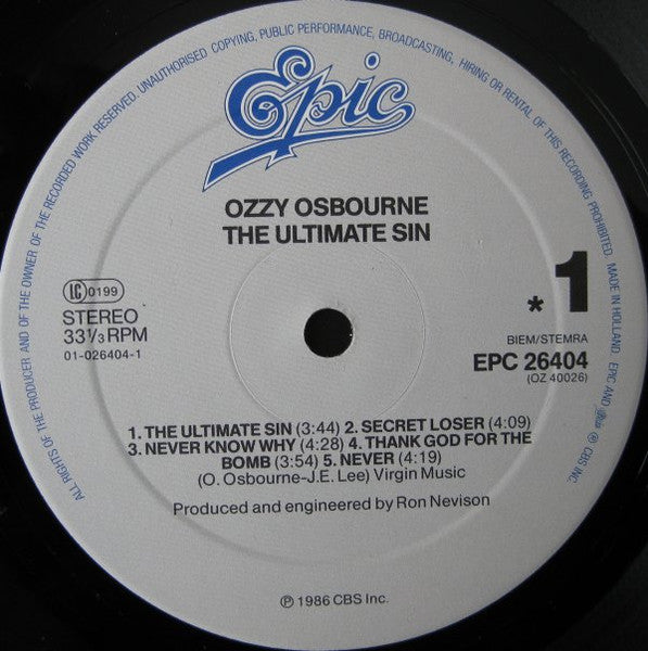 Ozzy Osbourne – The Ultimate Sin, image 3