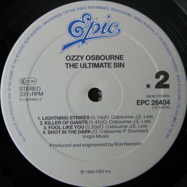 Ozzy Osbourne – The Ultimate Sin, image 4