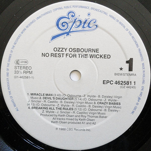Ozzy Osbourne – No Rest For The Wicked, image 3