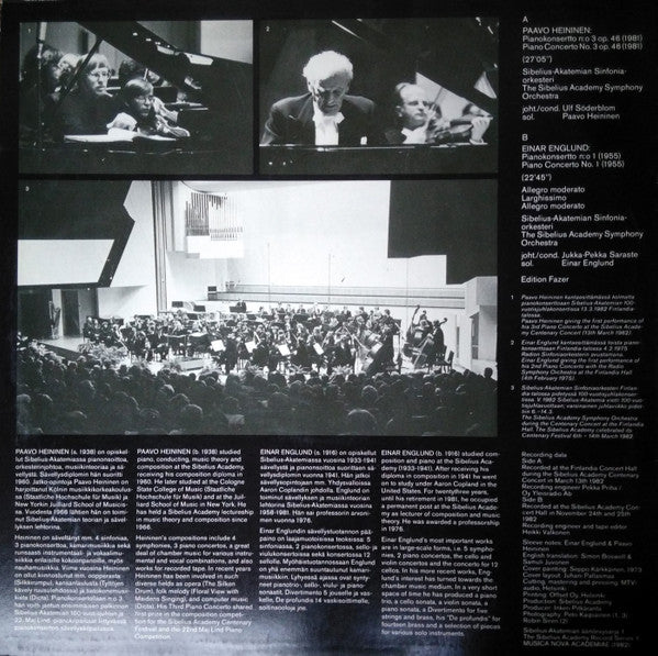 Paavo Heininen, Einar Englund – Englund Concerto I, Heininen Concerto III, image 2