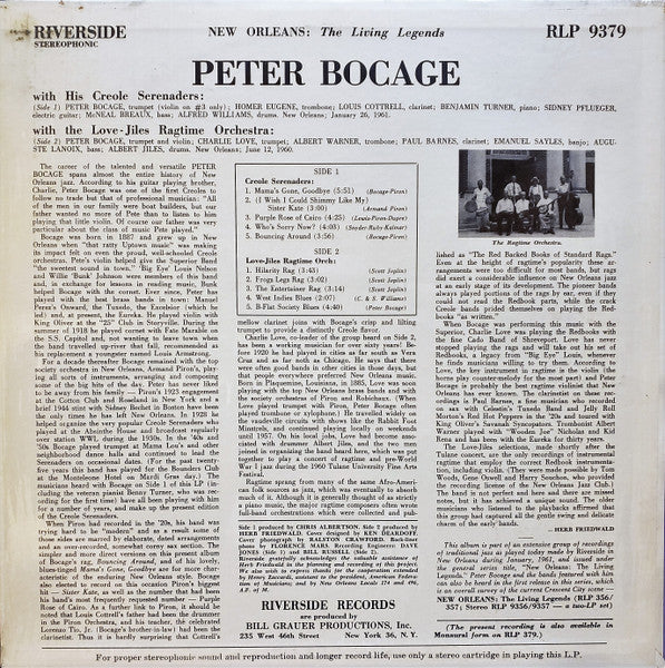 Peter Bocage With His Creole Serenaders / Peter Bocage With The Love-Jiles Ragtime Orchestra – Peter Bocage With His Creole Serenaders And The Love-Jiles Ragtime Orchestra, image 2