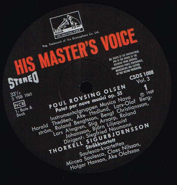 Poul Rovsing Olsen • Thorkell Sigurbjörnsson • Arne Mellnäs • Björn Fongaard – Nordiska Musikdagar 1968 Nordic Music Days Vol.3, image 3