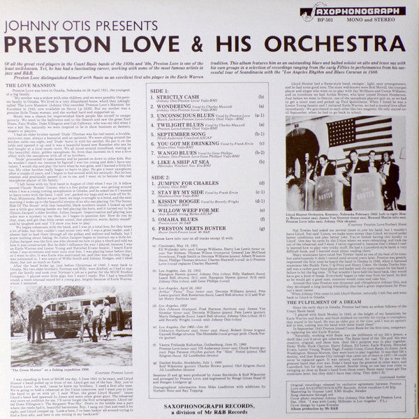 Preston Love And His Orchestra – Johnny Otis Presents Preston Love And His Orchestra - Strictly Cash, image 4
