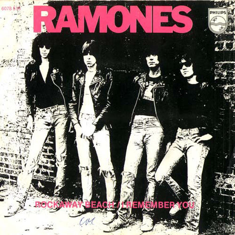 Front cover of Ramones – Rockaway Beach / I Remember You, Philips, Netherlands, 1977
