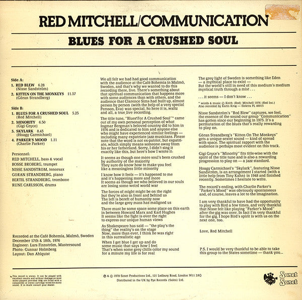 Red Mitchell / Communication – Blues For A Crushed Soul, image 2