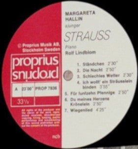 Richard Strauss, Gustav Mahler, Margareta Hallin, Rolf Lindblom – Romanser - Lieder - Romances, image 3