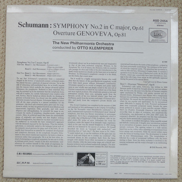 Schumann, Otto Klemperer, New Philharmonia Orchestra – Symphony No. 2 In C / 'Genoveva' Overture, image 2