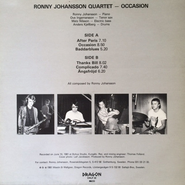 Ronny Johansson Quartet – Occasion, image 2