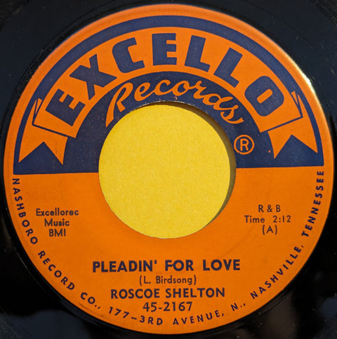 Front cover of Roscoe Shelton – Pleadin' For Love / Please Think It Over, Excello, US, 1959