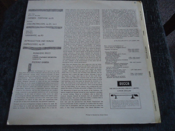 Ruggiero Ricci, London Symphony Orchestra, Gamba, Bizet / Sarasate / Saint-Saëns – Carmen Fantaisie / Zigeunerweisen / Havanaise / Introduction & Rondo Capriccioso, image 2