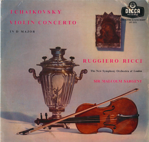 Front cover of Ruggiero Ricci, Sir Malcolm Sargent, Tchaikovsky, The New Symphony Orchestra – Violin Concerto In D Major, Decca, UK, 1957