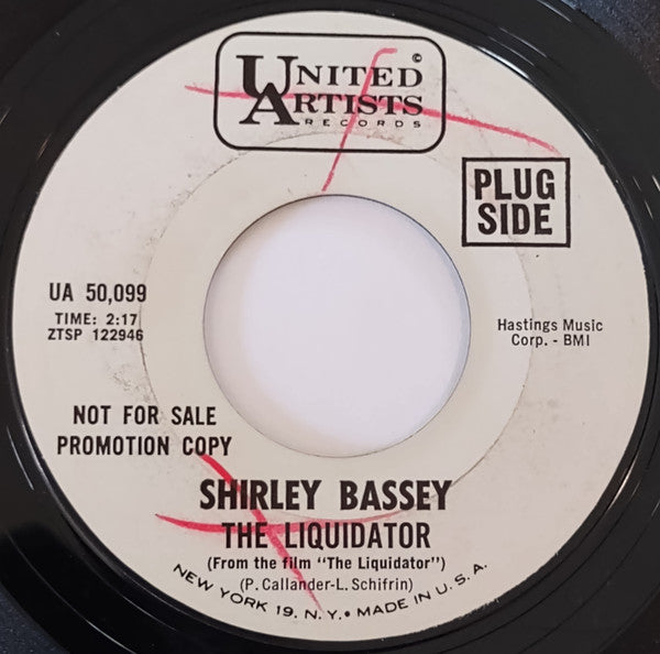 Front cover of Shirley Bassey – The Liquidator / Sunshine, United Artists Records, US, 1966