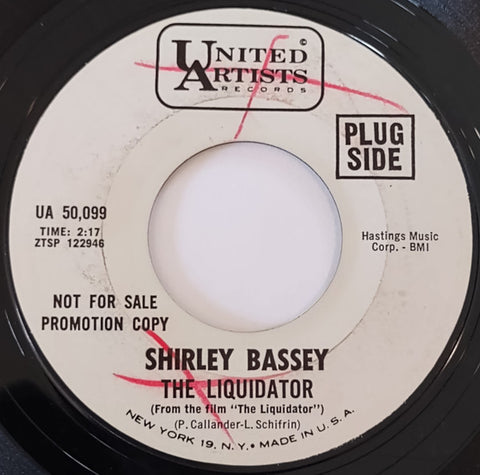 Front cover of Shirley Bassey – The Liquidator / Sunshine, United Artists Records, US, 1966