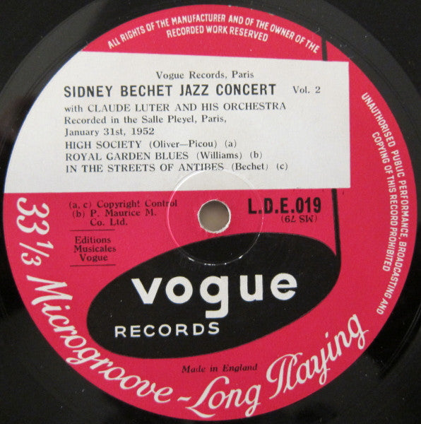 Sidney Bechet – Jazz Concert, Vol. 2, image 3