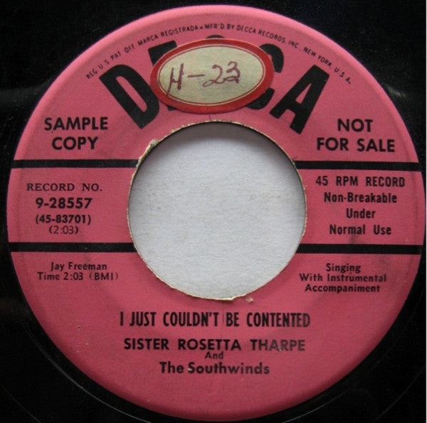 Sister Rosetta Tharpe And The Southwinds – How Well Do I Remember / I Just Couldn't Be Contented, image 2
