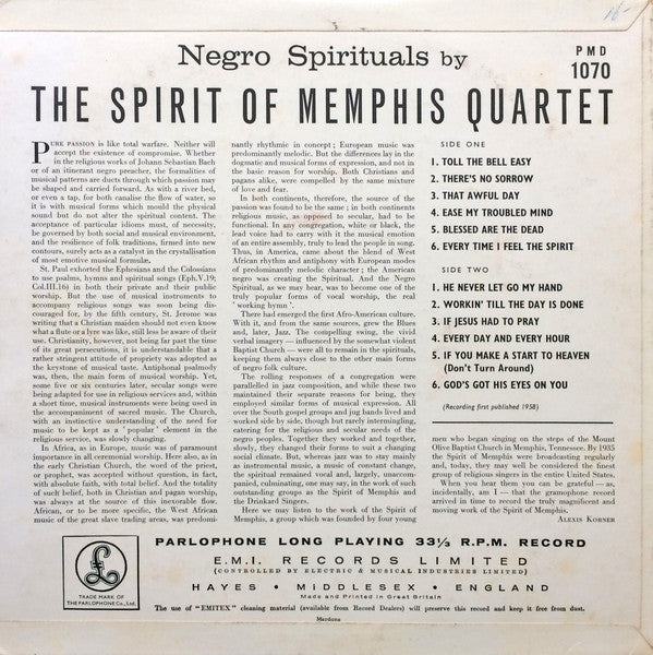 The Spirit Of Memphis Quartet – Negro Spirituals, image 2