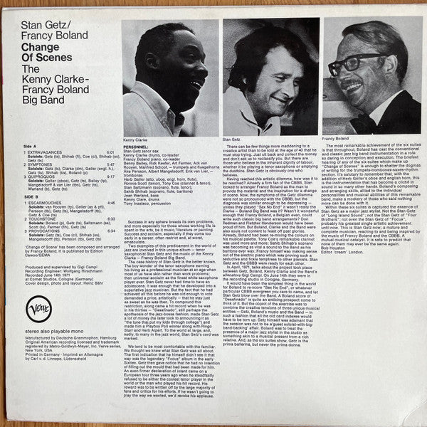 Stan Getz / Francy Boland / The Kenny Clarke-Francy Boland Big Band – Change Of Scenes, image 2