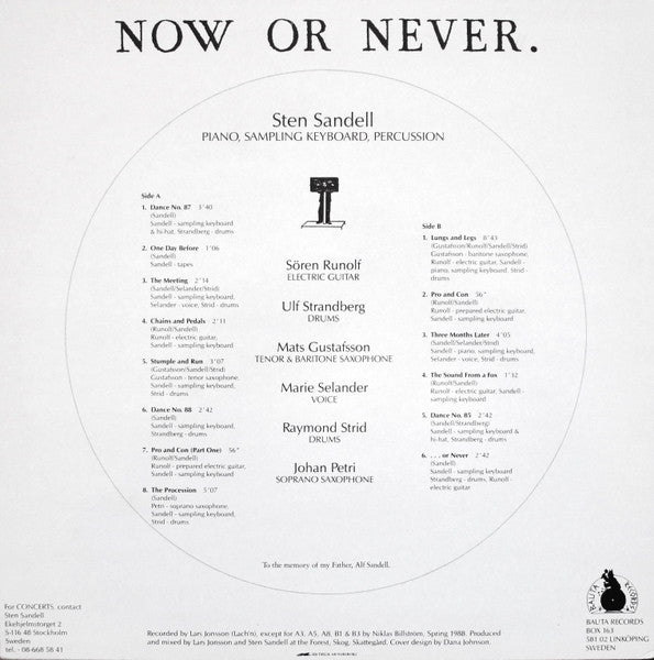 Sten Sandell – Now Or Never, image 2