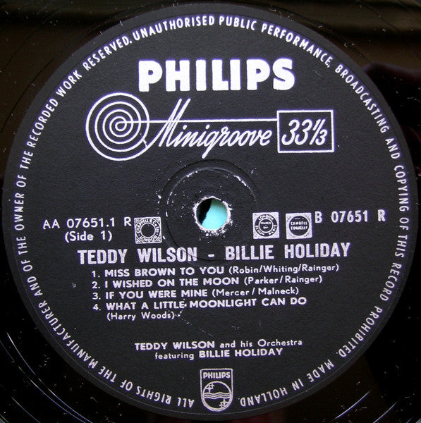 Teddy Wilson And His Orchestra Featuring Billie Holiday – Teddy Wilson - Billie Holiday, image 3