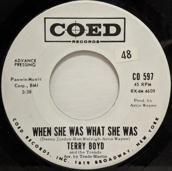 Front cover of Terry Boyd And The Trends – When She Was What She Was, Coed, US, 1965