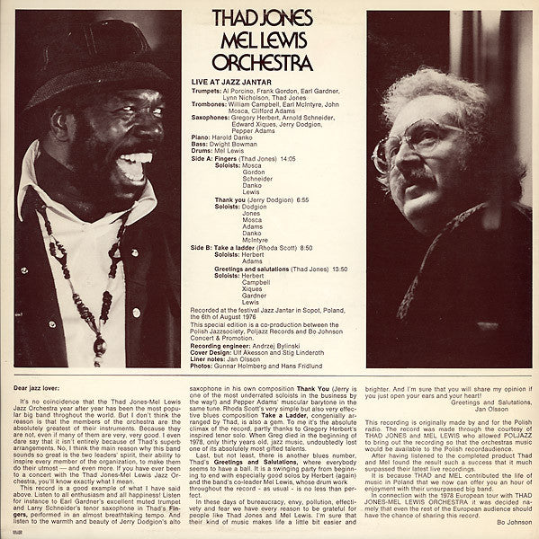 Thad Jones · Mel Lewis Orchestra – Live At Jazz Jantar, image 2