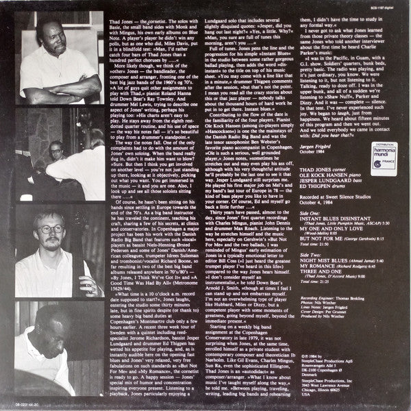 Thad Jones Quartet – Three And One, image 2