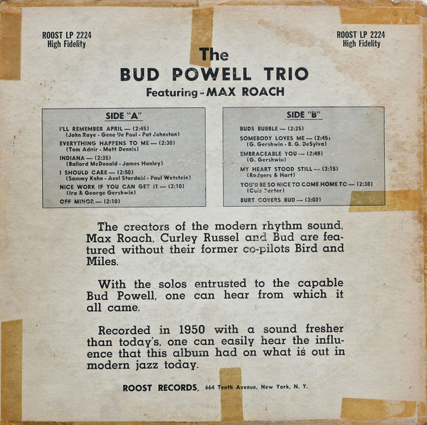 Bud Powell Trio Featuring Max Roach – Bud, image 2