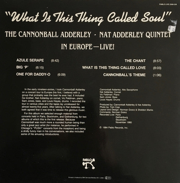 The Cannonball Adderley - Nat Adderley Quintet – What Is This Thing Called Soul (In Europe - Live!), image 2