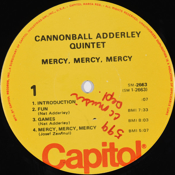 The Cannonball Adderley Quintet – Mercy, Mercy, Mercy! (Live At "The Club"), image 3