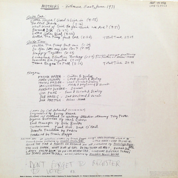 The Mothers – Fillmore East, June 1971, image 2