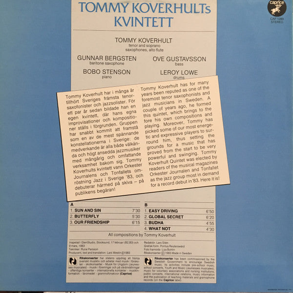 Tommy Koverhults Kvintett – Tommy Koverhults Kvintett, image 2