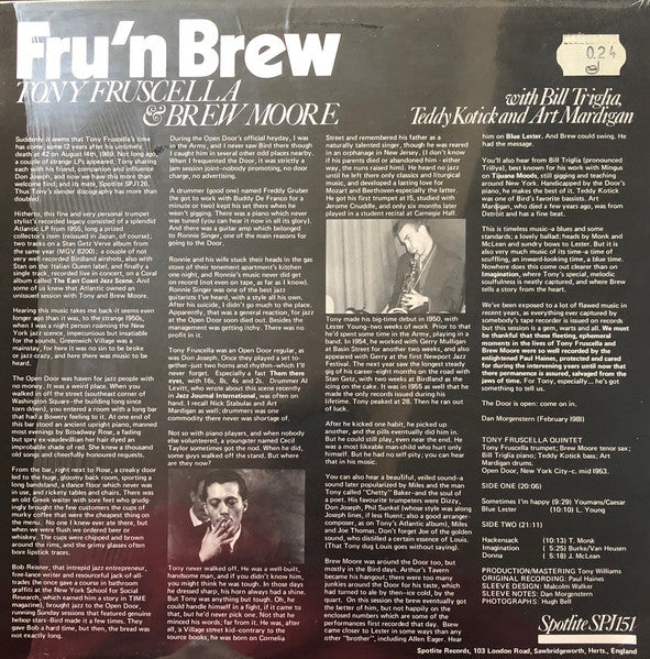 Tony Fruscella & Brew Moore – Fru'n Brew (Previously Unissued Recordings From The Open Door), image 2