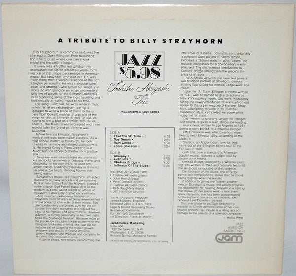 Toshiko Akiyoshi Trio – A Tribute To Billy Strayhorn, image 2