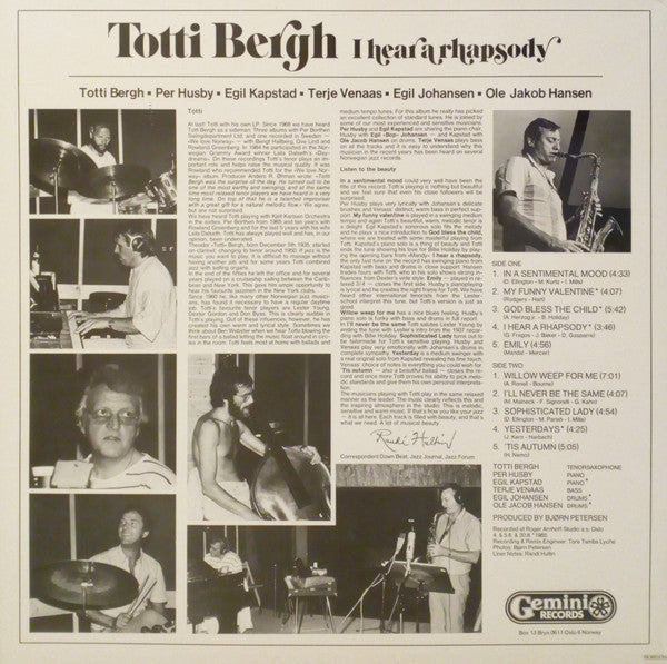 Totti Bergh – I Hear A Rhapsody, image 2